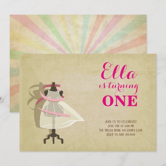 Chic Princess Invitations d'anniversaire (Devant / Derrière)