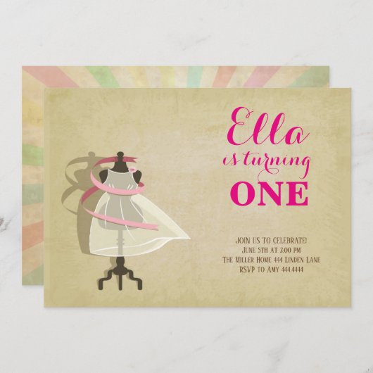 Chic Princess Invitations d'anniversaire (Devant / Derrière)