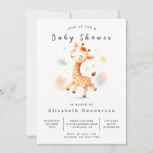 Chic Printable Giraffe Baby shower Kaart