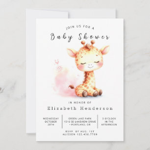 Chic Printable Giraffe Baby shower Kaart