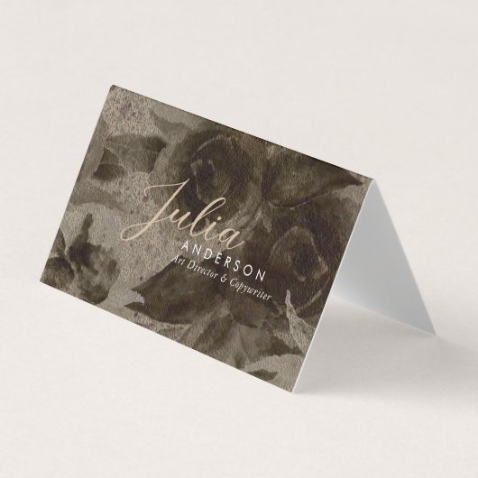 Chic Professional  Gold Floral Script Visitekaartjes (Voorkant)