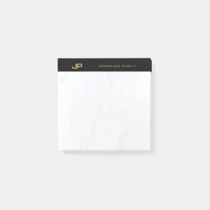 Chic Professional Monogram zwarte goudmarmer Post-it® Notes
