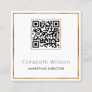 Chic Professional QR Code Gold Glitter Lijst Vierkante Visitekaartje