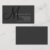 Chic Professioneel Monogram Grijs Visitekaartje (Voorkant / Achterkant)