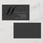 Chic Professionnel Monogramme Gris Carte de visite (Devant / Derrière)