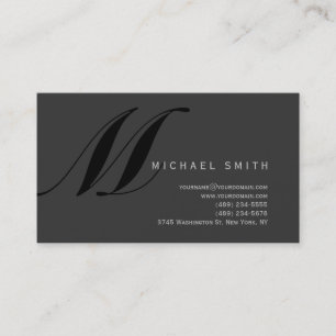 Chic Professionnel Monogramme Gris Carte de visite