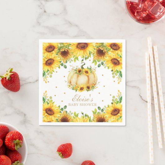 Chic Pumpkin Zonnebloem Verjaardagsfeest Baby show Servet (Insitu)