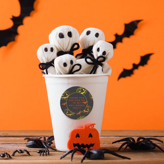 Chic Pumpkins Bats Halloween Dank je Ronde Sticker