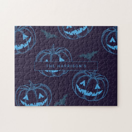 Chic Pumpkins Bats Halloween Name Legpuzzel (Horizontaal)