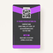 Chic Purple and Gray Professional ID Holder Badge (Achterkant)