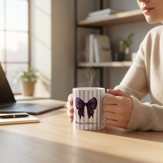 Chic Purple Bow Feminine Name Mug