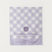 Chic Purple Checker Bakery Logo Event Table Runner Wandkleed (Voorkant)