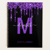 Chic Purple Dripping Parties scintillant Monogramm (Devant)
