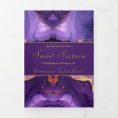 Chic Purple et Gold Sweet 16 Party Invitation (Page de couverture)