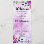 Chic Purple Floral & Silver Wedding Programme (Devant)