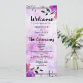 Chic Purple Floral & Silver Wedding Programme (Debout devant)