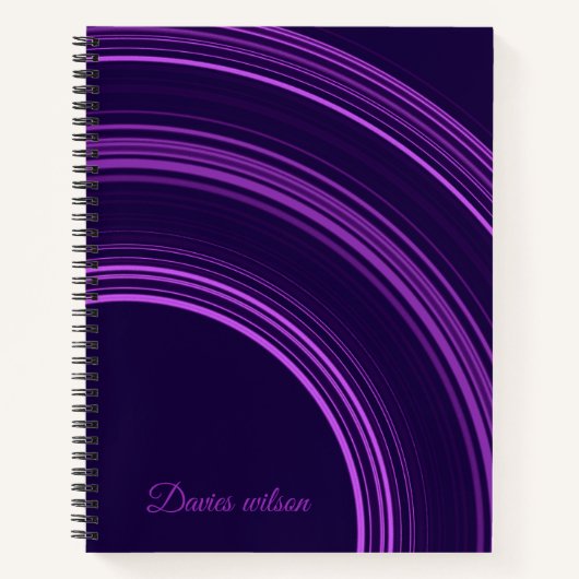 Chic purple geometric pattern custom name notitieboek (Voorkant)