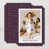 Chic Purple Gold Photo Bonne année Carte (Devant / Derrière)