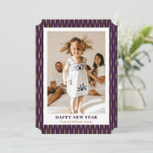 Chic Purple Gold Photo Bonne année Carte (Debout devant)