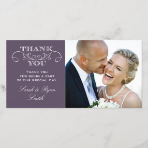 Chic Purple Mariage Photo Merci Cartes