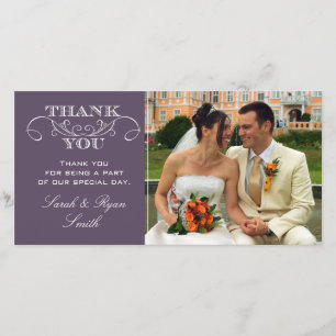 Chic Purple Mariage Photo Merci Cartes