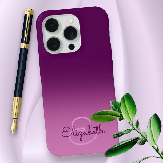 Chic Purple Ombre Nom Lettre initiale Monogramme