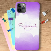 Chic Purple Ombre Nom Lettre Monogram coque iphone