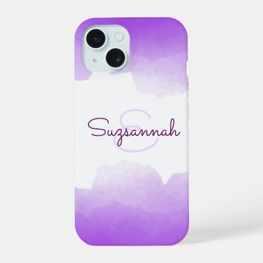 Chic Purple Ombre Nom Lettre Monogram coque iphone (Verso)