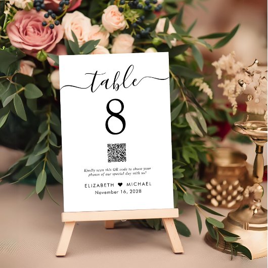 Chic QR-code bruiloftsreceptie Kaart
