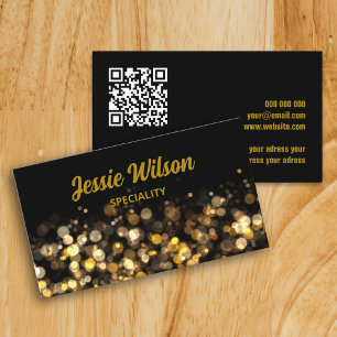 Chic QR Code licht glitter professioneel zwart Visitekaartje