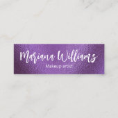 chic qr code make-up kunstenaar paarse metallische mini visitekaartje (Voorkant)