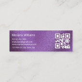 chic qr code make-up kunstenaar paarse metallische mini visitekaartje (Achterkant)