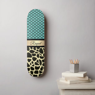Chic Quatrefoil Giraffe Print Skateboard