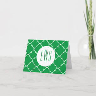 Chic Quatrefoil Monogram gevouwen Note Cards Bedankkaart