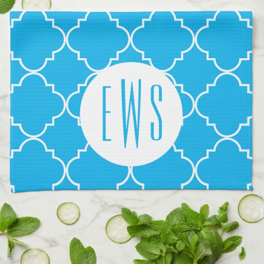 Chic Quatrefoil Monogram Kitchen Towel Theedoek (Gevouwen)
