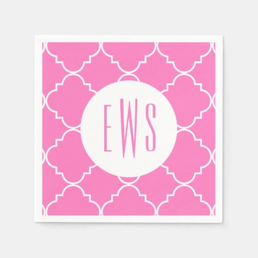 Chic Quatrefoil Monogram Party Napkins Servet (Voorkant)
