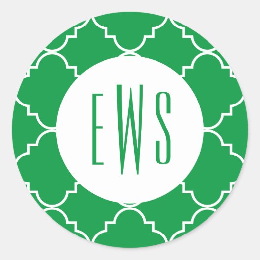 Chic Quatrefoil Monogram Stickers (Voorkant)