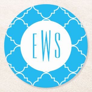 Chic Quatrefoil Monogramed Paper Onderzetters
