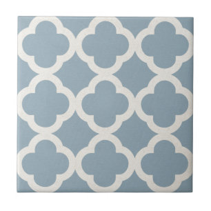 Chic Quatrefoil Patroon in Blauw op Canvas Kijk Tegeltje