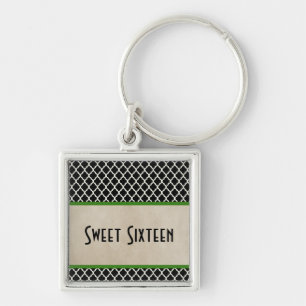 Chic Quatrefoil Sweet 16 Sleutelhanger, groen Sleutelhanger