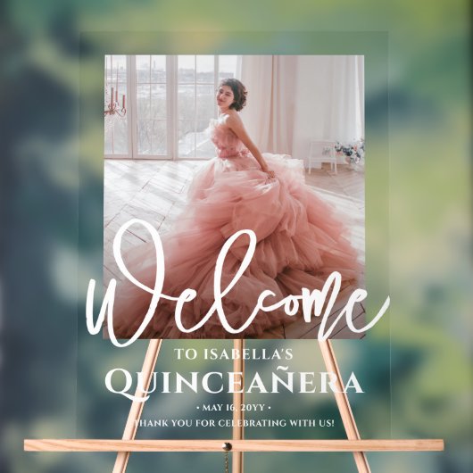 Chic Quinceañera Bienvenue Photo 15e anniversaire (Neutre)