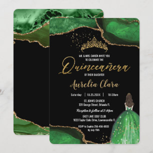 Chic Quinceañera Emerald Green Agate Princess Kaart