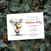 Chic Quirky Reindeer Festive Party Invitation