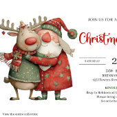 Chic Quirky Reindeer watercolor Christmas invite Kaart