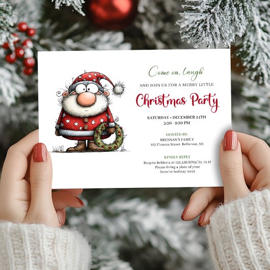 Chic Quirky Santa Claus Cartoon Party Invitation