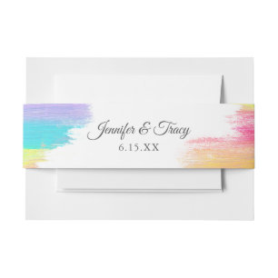 Chic Rainbow Artistic Modern LGBTQ Weddenschap Uitnodigingen Wikkel