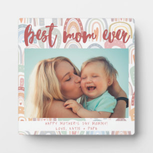 Chic Rainbow Boho Fotokalligrafie Beste mama ooit Fotoplaat