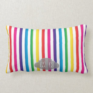 Chic Rainbow Color Stripes Pattern Aangepast monog Kussen