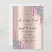 Chic Rainbow Glitter Drift Roos Gold Retirement Kaart (Voorkant)