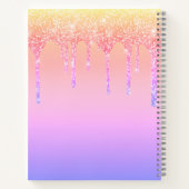 Chic Rainbow Glitter Drift Sparkle Monogram Naam Notitieboek (Achterkant)